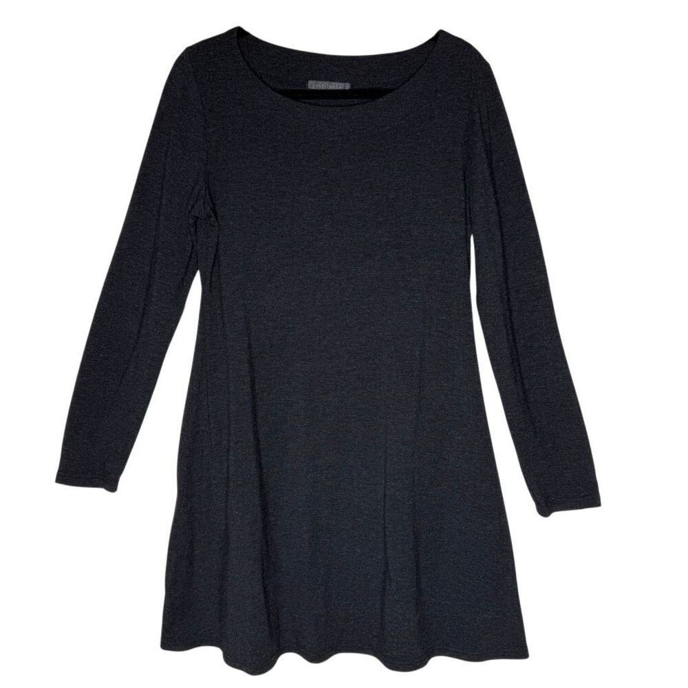 Cut LooseโSwing Dress Charcoal Gray Knitโ Long Sleeve Size M Casual Minimalist